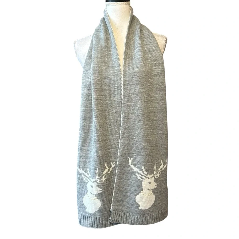 Charter Club Embellished Reversible‎ Scarf in Grey & White Women’s One Size